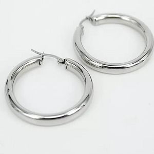NEW STAINLESS STEEL THICK HOOP EARRINGS 60mm